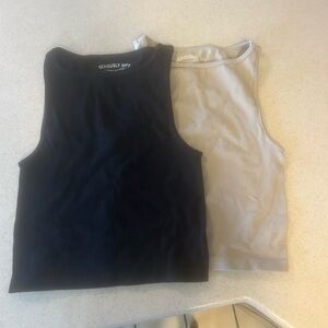 Seriously Soft Ribbed Tank Tops - Black and Tan
